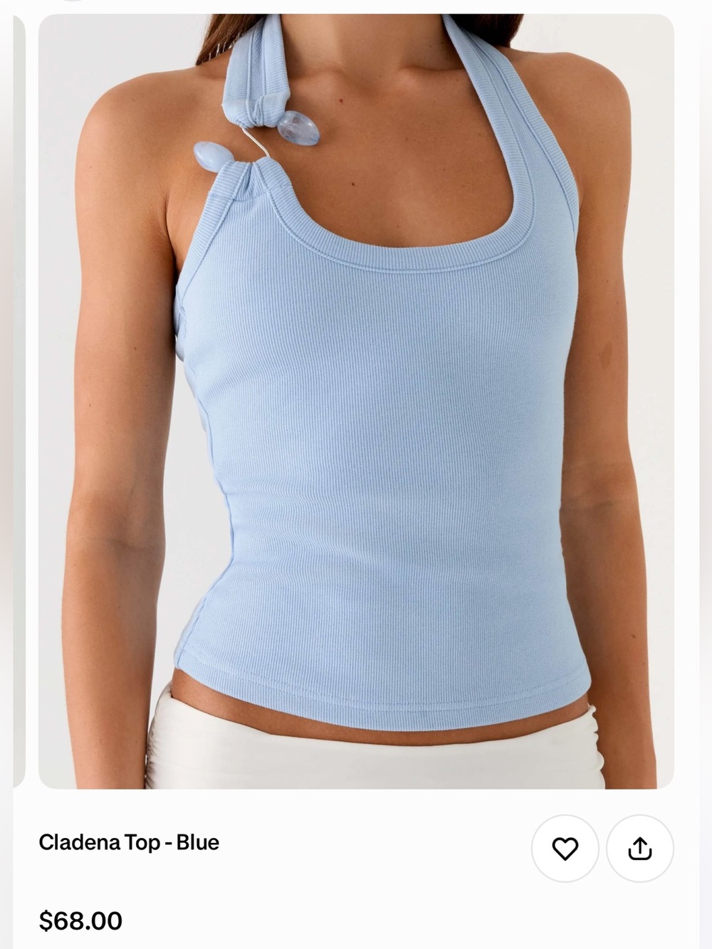 Peppermayo Cladena Halter Tank Top in Light Blue